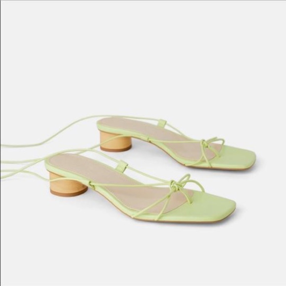 ZARA Lime Green Thong Wrap Gladiator Sandal sz 41